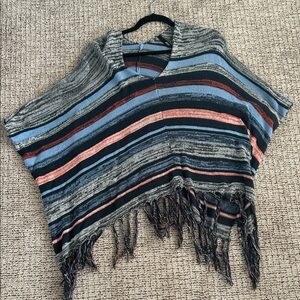 Elan Multicolor Striped Poncho